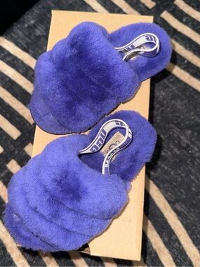 UGG TODDLER Plush Fuzzy Slide Sandals in Vibrant Purple - toddler Cozy Slides